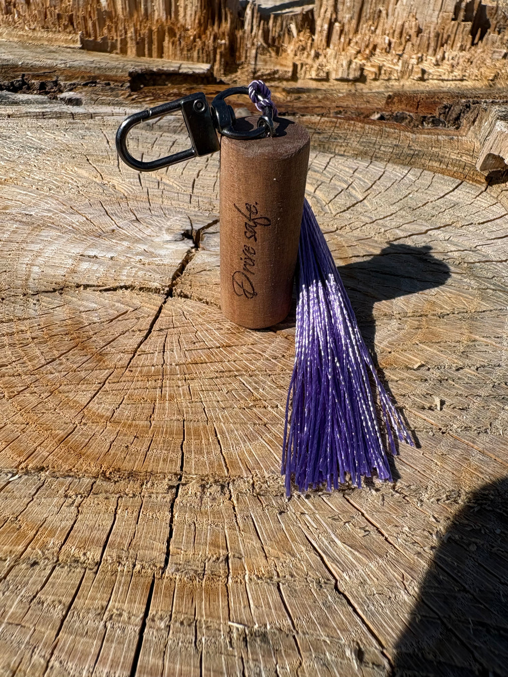 Hardwood tassel keychain