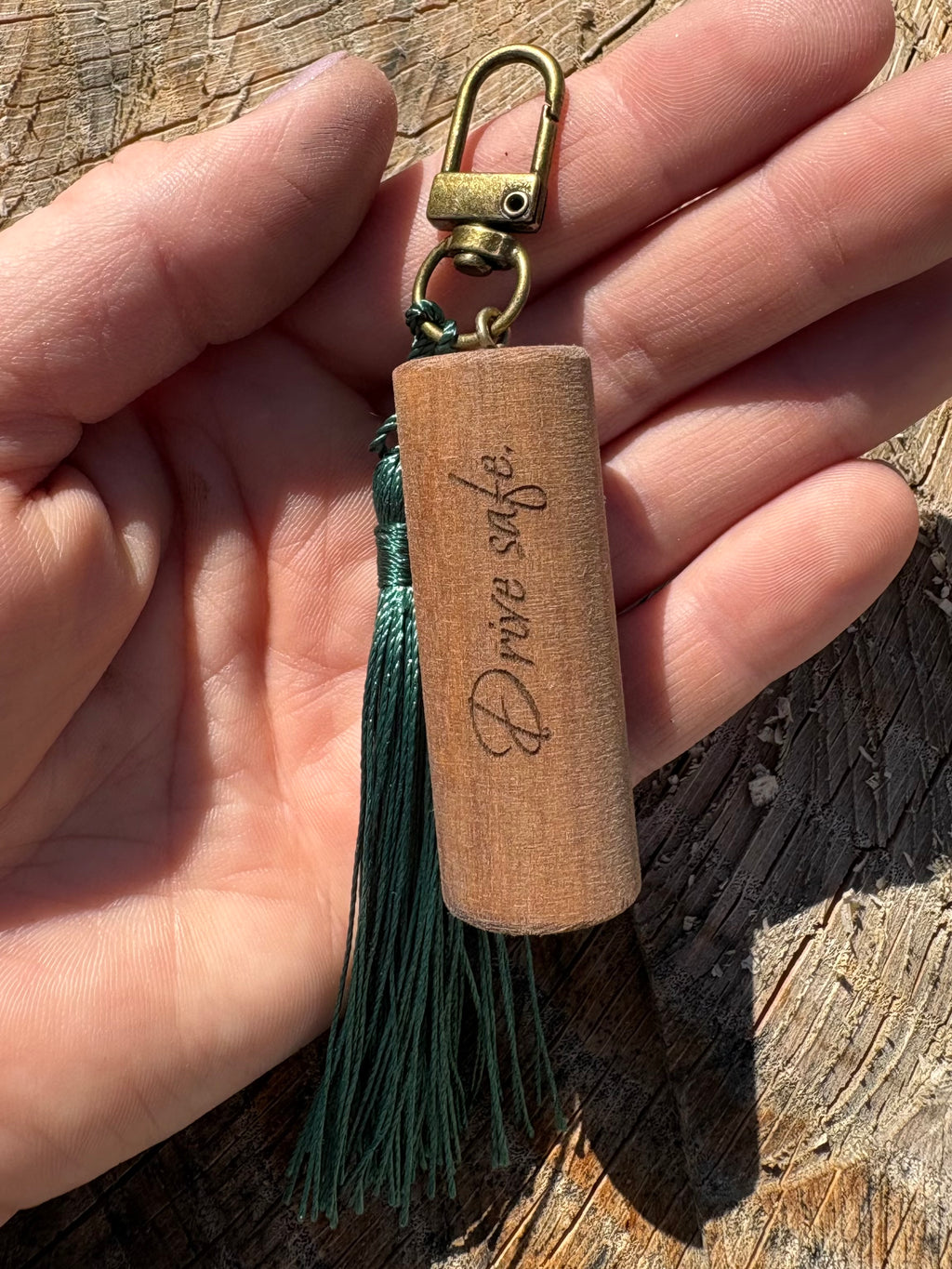 Hardwood tassel keychain