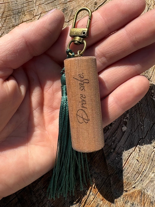 Hardwood tassel keychain