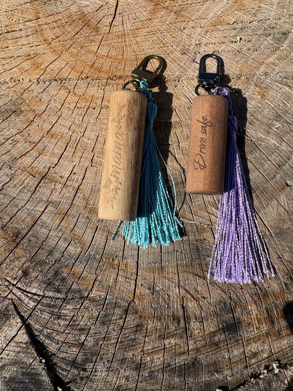 Hardwood tassel keychain